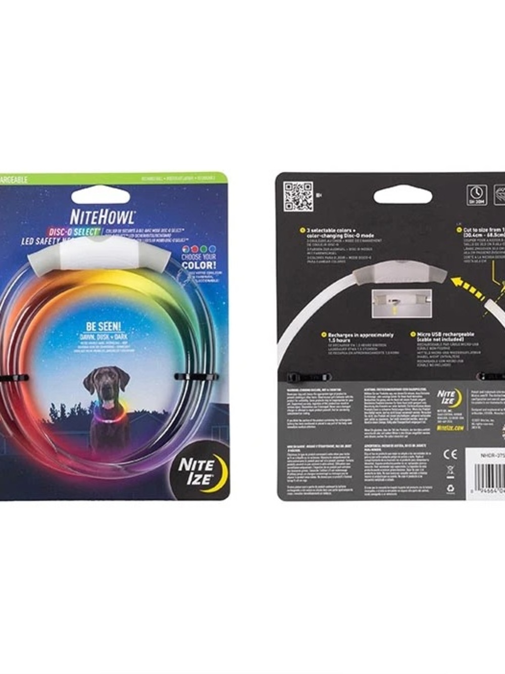 NiteHowl LED Safety Dog Collar — Multicolor Glow